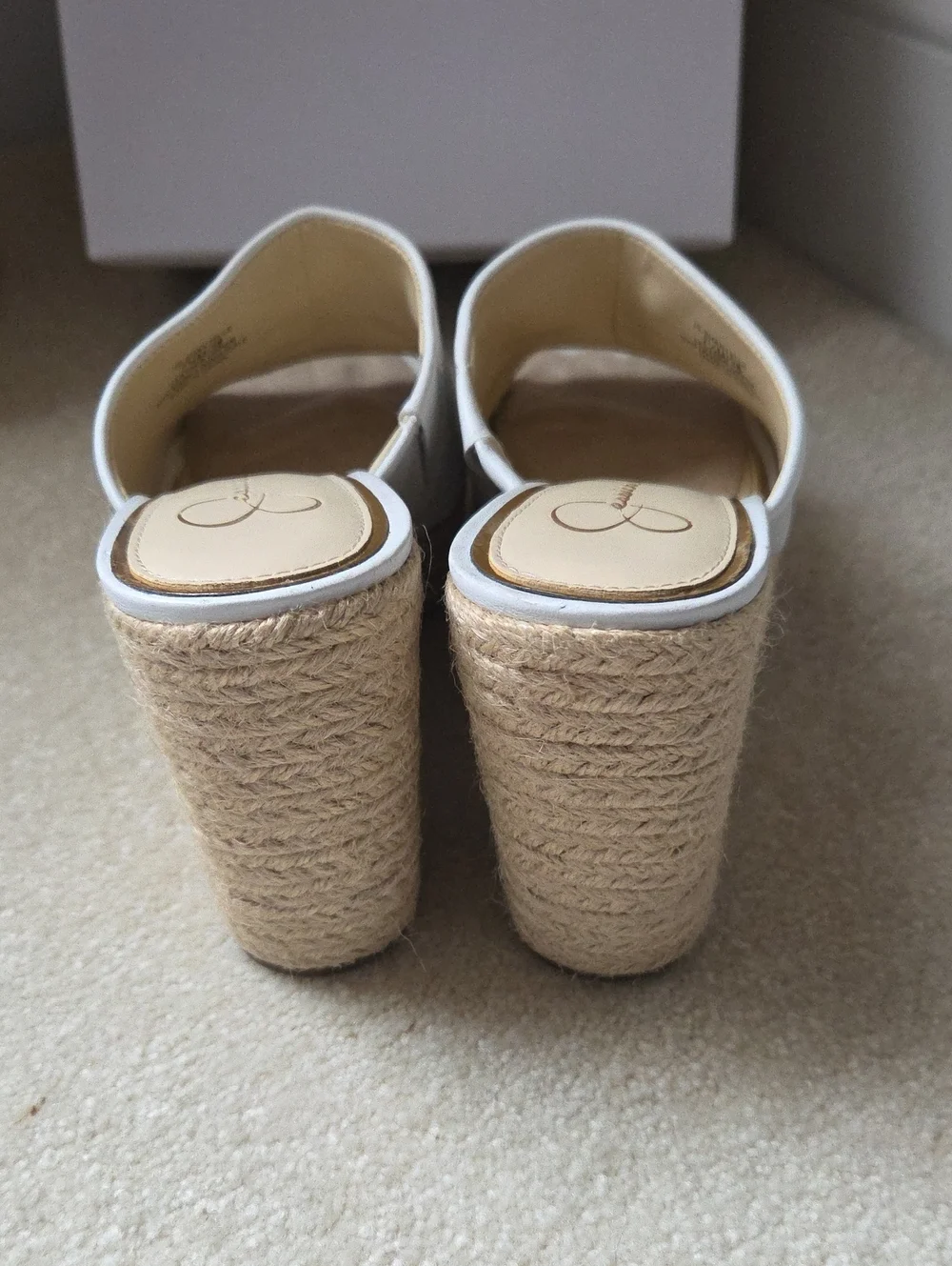 Jessica Simpson White Espadrille Wedge Slide Sandal